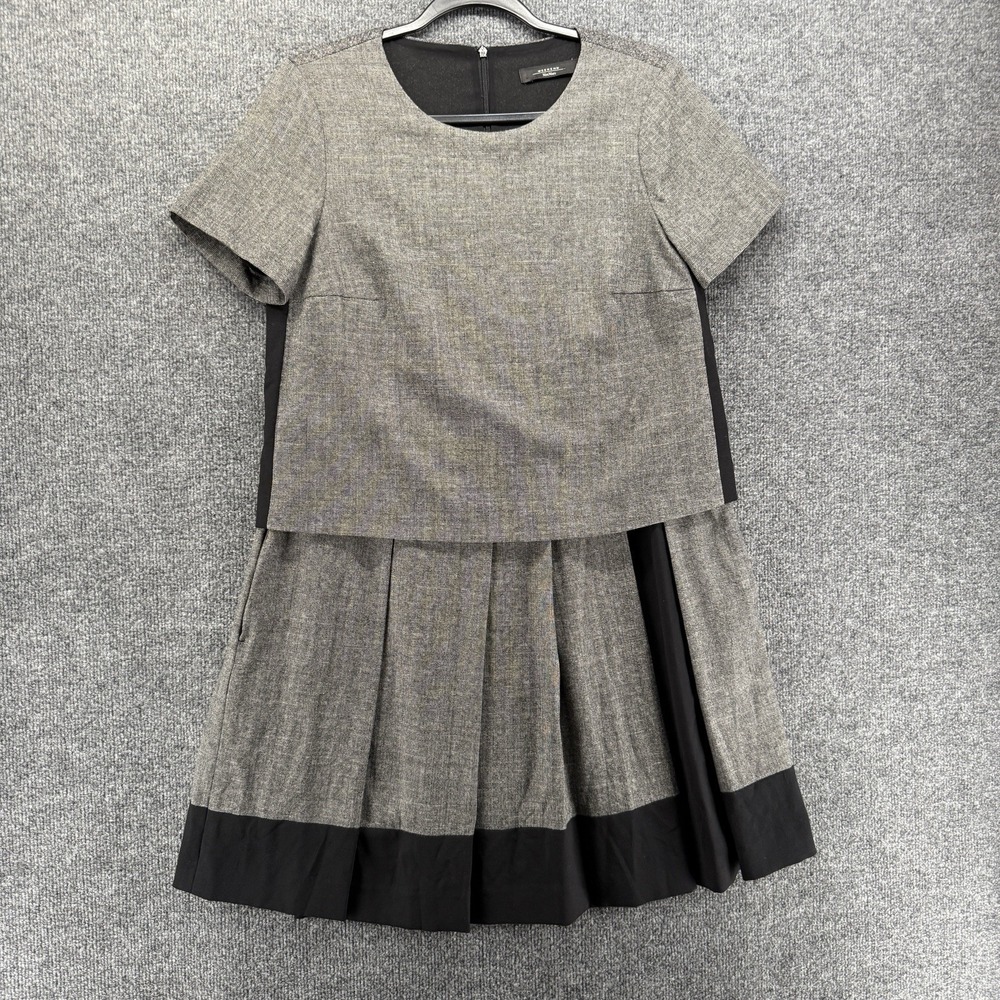 Weekend Max Mara Dress Womens M Gray Wool Blend Pleated Old Money Quiet Luxury